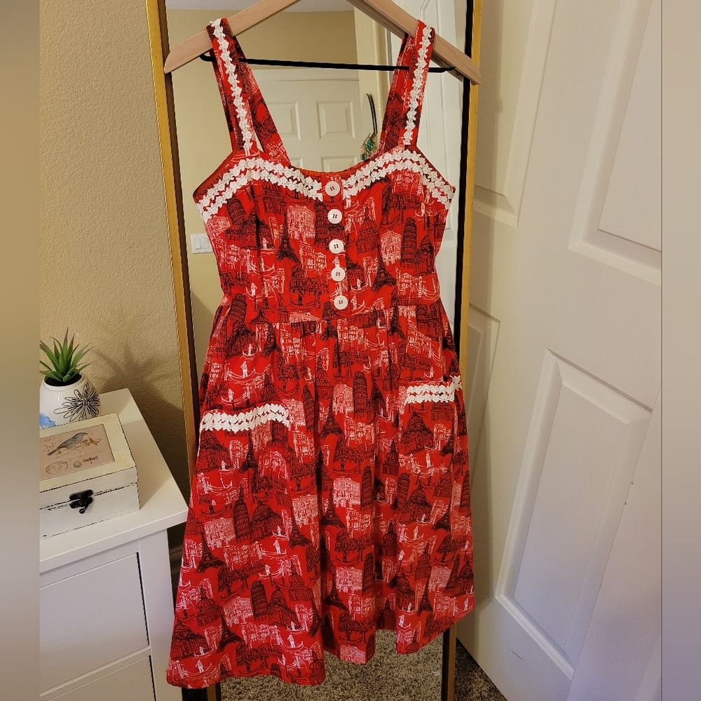 Lindy Bop Red and White Midi Dress